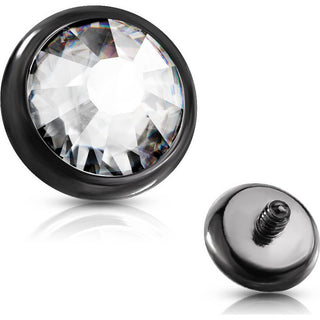 Top Top flat round zirconia bezel setting Internally Threaded