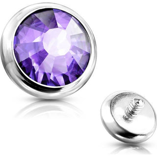 Top Top flat round zirconia bezel setting Internally Threaded