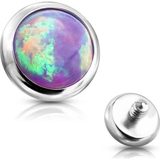 Top top flat round opal bezel setting Internally Threaded