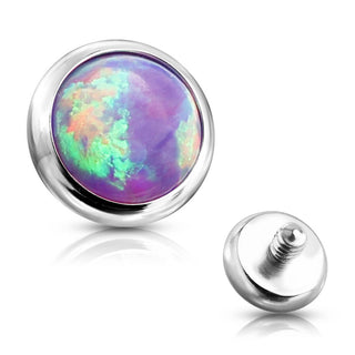 Top top flat round opal bezel setting Internally Threaded