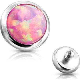 Top top flat round opal bezel setting Internally Threaded