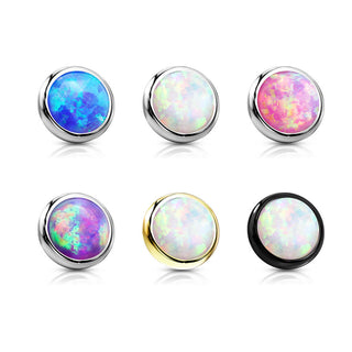 Top top flat round opal bezel setting Internally Threaded