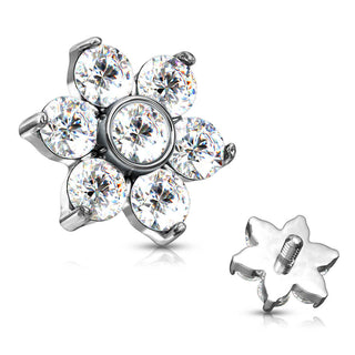 Top top flower zirconia prong setting Internally Threaded