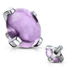 Top top semi-precious stone prong setting Internally Threaded