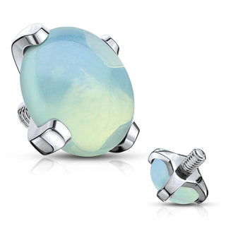 Top top semi-precious stone prong setting Internally Threaded