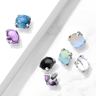 Top top semi-precious stone prong setting Internally Threaded