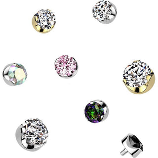 Titanium Top top round zirconia prong setting Internally Threaded