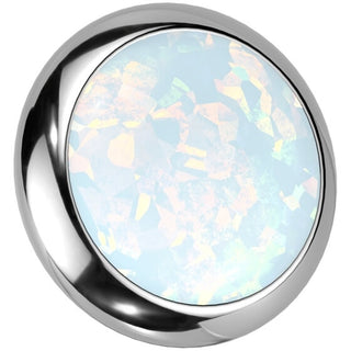 Titanium top round flat opal bezel setting Internally Threaded