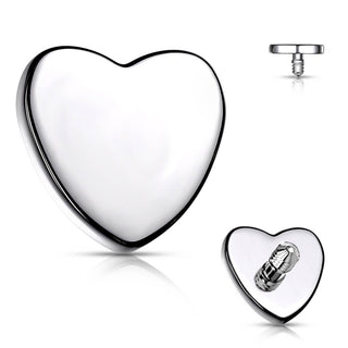 Titanium top flat heart silver Internally Threaded