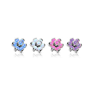 Titanium Top Top Flower Opal Internally Threaded