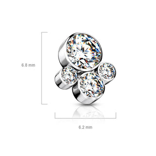Titanium Top top 4 zirconias bezel setting Internally Threaded