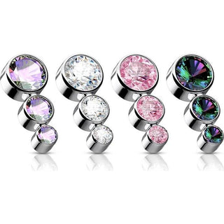 Titanium Top top 3 zirconias bezel setting Internally Threaded