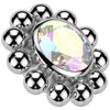 Titanium Top flower zirconia with beaded ball edge Internally Threaded