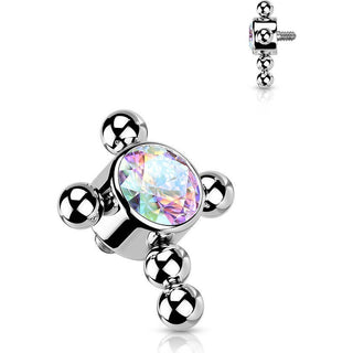 Titanium Top top cross zirconia beaded balls Internally Threaded