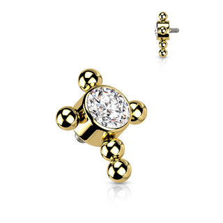 Titanium Top top cross zirconia beaded balls Internally Threaded