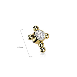 Titanium Top top cross zirconia beaded balls Internally Threaded