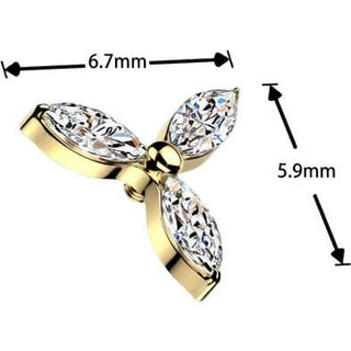 Titanium top flower zirconia marquise cut Internally Threaded
