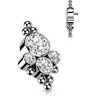 Titanium top 4 zirconias beaded ball edge Internally Threaded