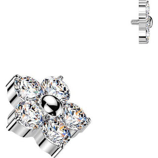 Titanium top 5 cubic zirconia flower Internally Threaded