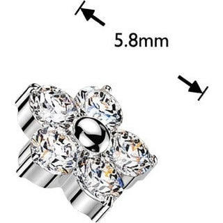 Titanium top 5 cubic zirconia flower Internally Threaded