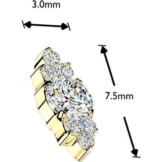 Titanium top round cubic zirconia with trinity cubic zirconia clusters Internally Threaded