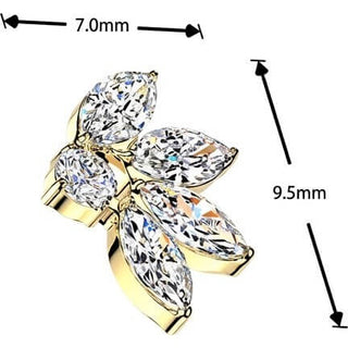 Titanium top 4 marquise cubic zirconia fan with round cubic zirconia Internally Threaded