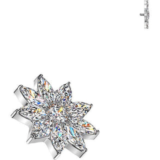 Titanium Top top cubic zirconia petals flower Internally Threaded