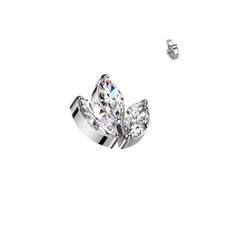Titanium Top top leaf zirconia marquise cut Internally Threaded