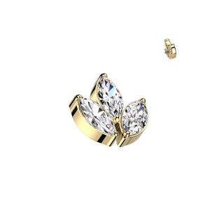 Titanium Top top leaf zirconia marquise cut Internally Threaded