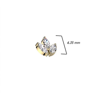 Titanium Top top leaf zirconia marquise cut Internally Threaded