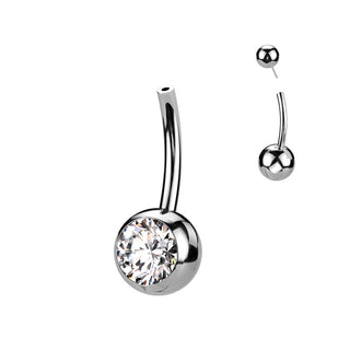 Titanium Base base for belly button piercing zirconia Push-In
