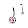 Titanium Base base for belly button piercing zirconia Push-In