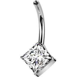 Titanium Base belly button pin square zirconia Push-In