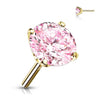 Solid Gold 14 Carat top round zirconia prong setting Push-In