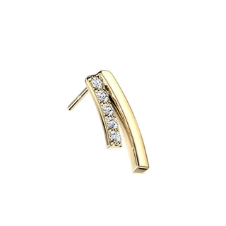 Solid Gold 14 Carat Top Bar Zirconia Push-In