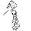 Solid Gold 14 Carat top teardrop dangle zirconia Push-In