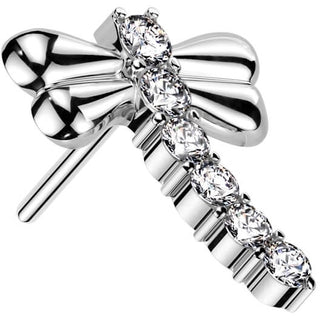 Solid Gold 14 Carat top dragonfly zirconia Push-In