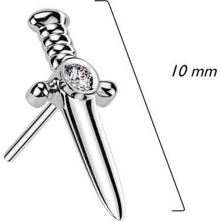 Solid Gold 14 Carat top dagger zirconia Push-In