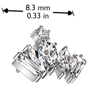 Solid Gold 14 Carat Top crown zirconia Push-In