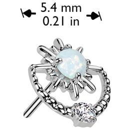 Solid Gold 14 Carat Top Sunburst opal zirconia Push-In