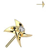 Solid Gold 14 Carat top pinwheel zirconia Push-In