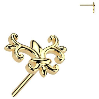 Or 14kt Embout top Fleur De Lis  Enfoncer