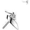 Or 14kt Embout embout en forme de ruban Zircon Enfoncer