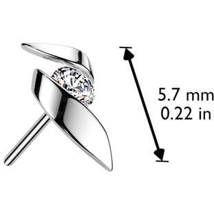 Or 14kt Embout embout en forme de ruban Zircon Enfoncer