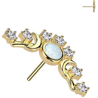 Or 14kt Embout embout en opal Zircon  Enfoncer