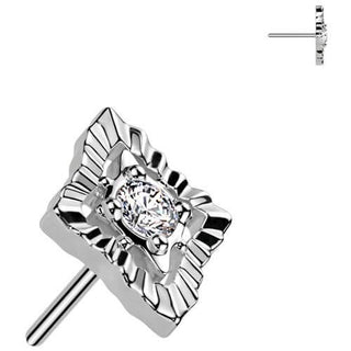 Or 14kt Embout embout en forme de diamant Zircon Enfoncer