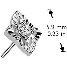 Or 14kt Embout embout en forme de diamant Zircon Enfoncer