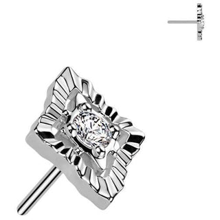 Or 14kt Embout embout en forme de diamant Zircon Enfoncer