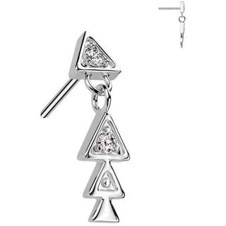 Or 14kt Embout pendantif en forme de triangle Zircon Enfoncer