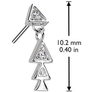 Or 14kt Embout pendantif en forme de triangle Zircon Enfoncer